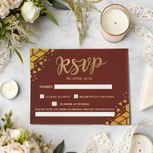 Elegantes Burgunderrot Gold Glitter Moderne Trendi RSVP Karte