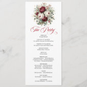 Elegantes Burgunderrot-Hochzeitsprogramm mit rosaf Programm (Rückseite)