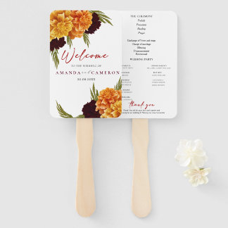 Elegantes burgunderrotes Hochzeitsprogramm "MARIGO Fächer