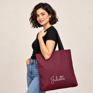 Elegantes burgunderrotes personalisiertes Signatur Tasche
