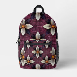 Elegantes burgunderrotes und cremefarbenes geometr bedruckter rucksack