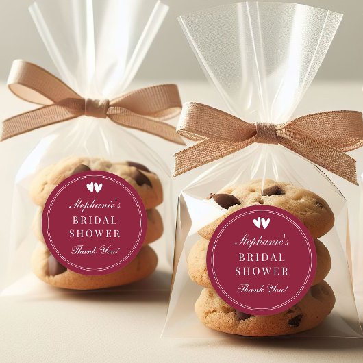 Elegantes Burgunderrotes Valentins Brautbad Runder Aufkleber