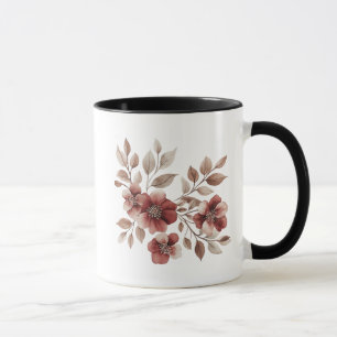 Elegantes burgunderrotes Wasserfarben-Blumenbouque Tasse
