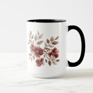 Elegantes burgunderrotes Wasserfarben-Blumenbouque Tasse