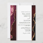 Elegantes Burgundy Agate Budget Hochzeit in einem Einladung (Vorderseite)