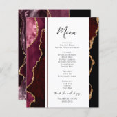 Elegantes Burgundy Agate Event Menu (Vorne/Hinten)