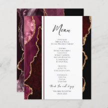 Elegantes Burgundy Agate Event Menu