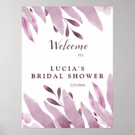 Elegantes Burgundy Big Blätter Brautparty Willkomm Poster