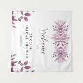 Elegantes Burgundy Big Blätter Brautparty Willkomm Wandteppich (Vorderseite (Horizontal))