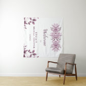 Elegantes Burgundy Big Blätter Brautparty Willkomm Wandteppich (Beispiel (Horizontal))