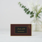 Elegantes Burgundy Black Custom Monogram und Logo Visitenkarte (Stehend Vorderseite)