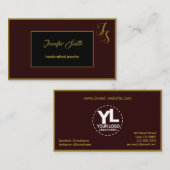 Elegantes Burgundy Black Custom Monogram und Logo Visitenkarte (Vorne/Hinten)