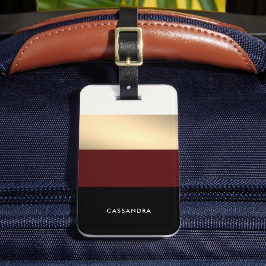 Elegantes Burgundy Black Gold Personalisiert Gepäckanhänger (Vorderseite Insitu 2)