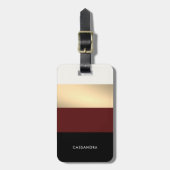 Elegantes Burgundy Black Gold Personalisiert Gepäckanhänger (Vorderseite vertikal)