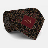 Elegantes Burgundy & Black Monogram Krawatte (Gerollt)