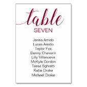 Elegantes Burgundy & Black Wedding Seating Chart Tischnummer (Rückseite)