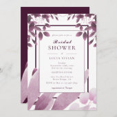 Elegantes Burgundy Blätter Brautparty Einladung (Vorne/Hinten)