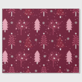 Elegantes Burgundy Bliss Weihnachtsbaummuster Geschenkpapier (Flach)