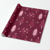 Elegantes Burgundy Bliss Weihnachtsbaummuster Geschenkpapier (Ungerollt)