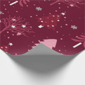 Elegantes Burgundy Bliss Weihnachtsbaummuster Geschenkpapier (Ecke)