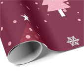 Elegantes Burgundy Bliss Weihnachtsbaummuster Geschenkpapier (Rolleneckpunkt)