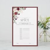 Elegantes Burgundy Blush Brautparty Game (Stehend Vorderseite)