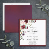 Elegantes Burgundy Blush Floral Watercolor-Script Einladung