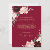 Elegantes Burgundy Blush Foto Hochzeit Dankeskarte (Rückseite)
