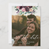 Elegantes Burgundy Blush Foto Hochzeit Save The Date (Vorderseite)