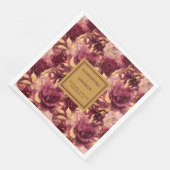 Elegantes Burgundy Blush Gold Wedding Paper Napkin Serviette (Ecke)