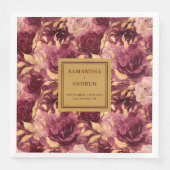 Elegantes Burgundy Blush Gold Wedding Paper Napkin Serviette (Vorderseite)