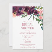 Elegantes Burgundy Blush Pink Floral Brautparty Einladung (Vorderseite)