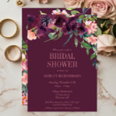 Elegantes Burgundy Blush Pink Floral Brautparty Einladung