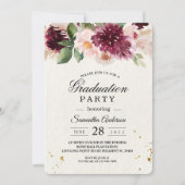 Elegantes Burgundy Blush Wasserfarben Einladung (Vorderseite)