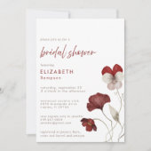 Elegantes Burgundy Botanisches Brautparty Einladung (Vorderseite)