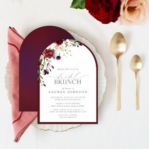 Elegantes Burgundy Botanisches Bridal Brunch Einladung
