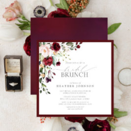 Elegantes Burgundy Botanisches Bridal Brunch Einladung