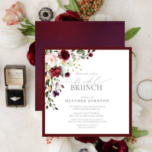 Elegantes Burgundy Botanisches Bridal Brunch Einladung