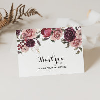 Elegantes Burgundy Brautparty Dankeschön Card