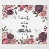 Elegantes Burgundy Brautparty Olivenweg Schaumweinetikett (Einzelnes Label)