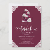 Elegantes Burgundy Cake Bridal Party Einladung (Vorderseite)