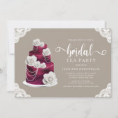 Elegantes Burgundy Cake Bridal Party Einladung (Vorderseite)