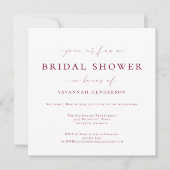 Elegantes Burgundy Classic Brautparty Einladung (Vorderseite)