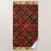 Elegantes Burgundy Damask Gold Strandtuch (Vorderseite)