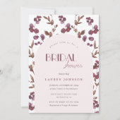 Elegantes Burgundy Floral Brautparty Einladung (Vorderseite)