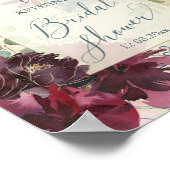 Elegantes Burgundy Floral Brautparty Willkommen Poster (Ecke)