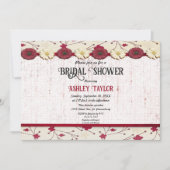 Elegantes Burgundy Floral Frame Summer Brautparty Einladung (Vorderseite)