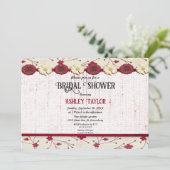 Elegantes Burgundy Floral Frame Summer Brautparty Einladung (Stehend Vorderseite)