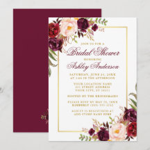Elegantes Burgundy Floral Gold Brautparty