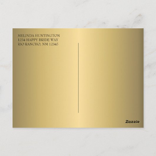 Elegantes Burgundy Floral Gold Brautparty Postkarte (Rückseite)